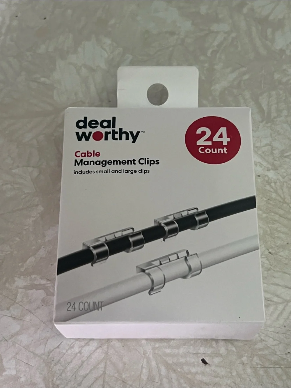 deaworthy 24-Count Cable Management Clips - White Packaging